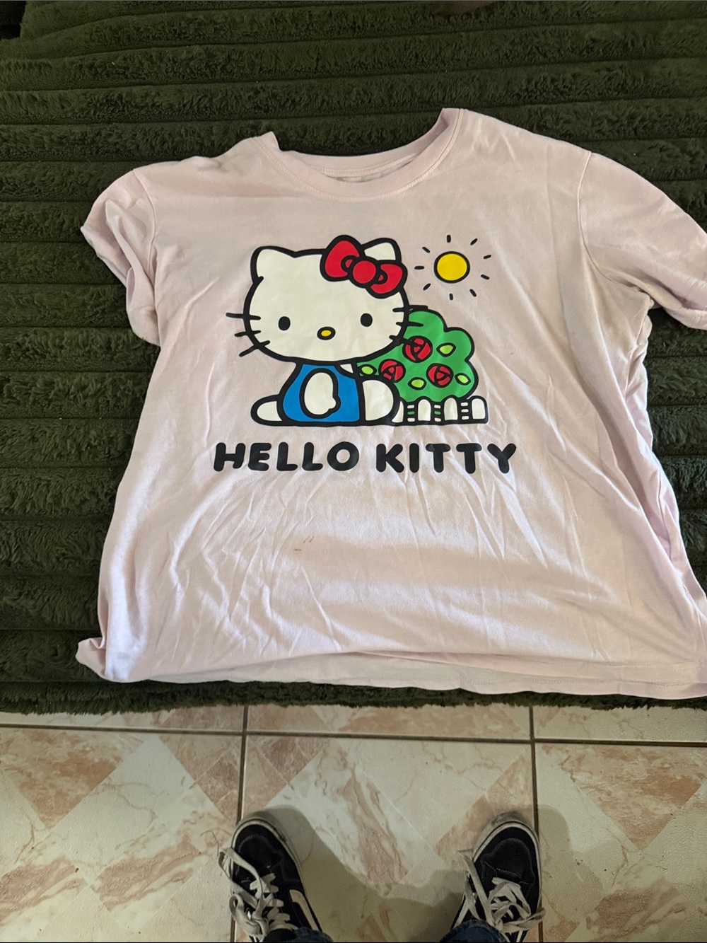 Hello Kitty Pastel Pink Graphic Tee with Colorful Print
